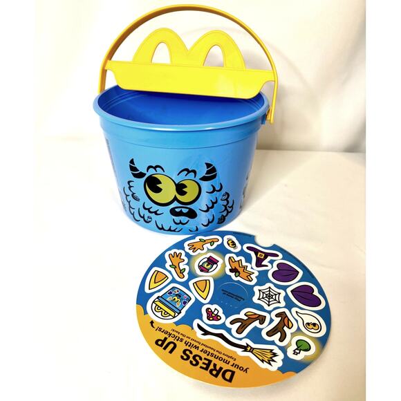 NEW! 2024 MCDONALD'S MCDONALDS HAPPY MEAL BLUE BOO BUCKET w STICKERS - Picture 3 of 3